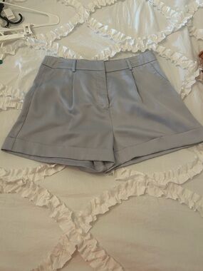 High-Waist Pleated Women’s Dress Shorts — light blue